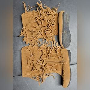 Fringe Tan Kids Boots